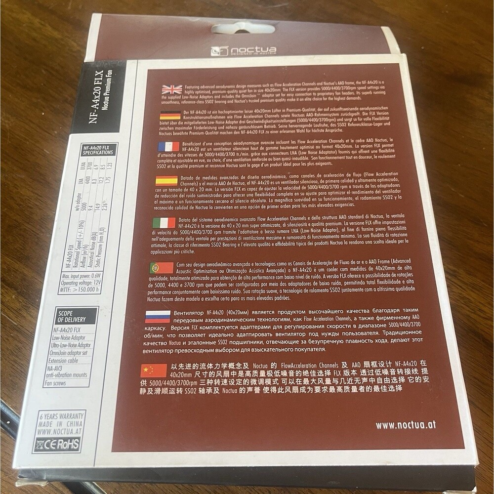 Noctua NF-A4x20 FLX,premium 40x20mm quiet fan New In Box - Picture 2 of 5